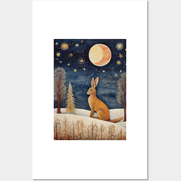 Moonlit Reverie: The Hare's Serenity Wall Art by thewandswant